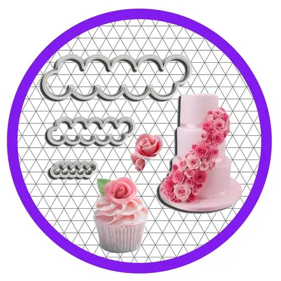 kit 3 Cortador Rosa Facil Pasta Americana Biscuit Modelagem
