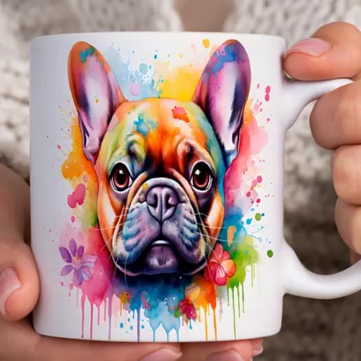 Caneca de raça de Cachorro em Aquarela