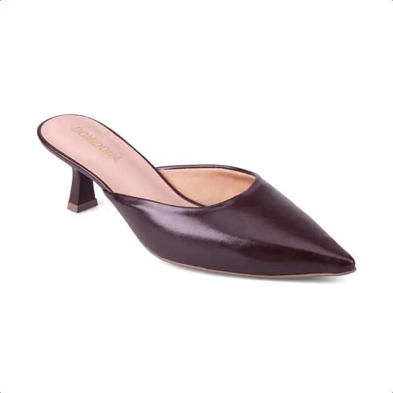 Mule Feminino Domidona Salto Taça Bico Fino Elegante Office Confortável Macia