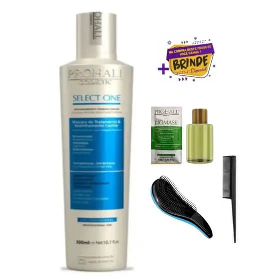 Prohall Select Apenas Um Passo - 300ml (select_one) + Óleo + Sache + Pente + Pente Mágico