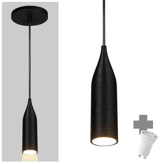 Lustre Pendente Decorativo Design 3D - ABS174 - PRETO + LED
