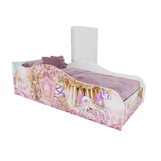Mini Cama Carro Infantil Carruagem Com Colchão Berço Moderno Criança Quarto Premium Luxo Cor Rosa