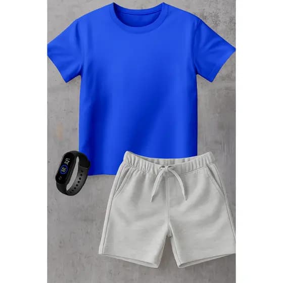 Kit Infantil Camiseta e Short Moletinho + Brinde Grátis Promoção de Lançamento lisa sem estampa