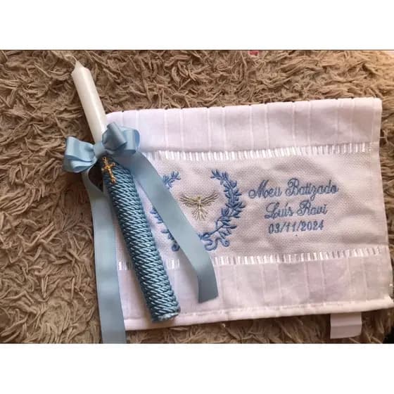 toalha de batizado/toalha de batizado infantil azul