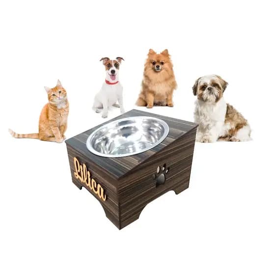 Comedouro elevado pet - Ergonômico - Gatos e Cachorros - PERSONALIZADO