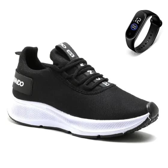 Tenis Masculino Treino Academia Corrida Caminhada Fitness + Relogio