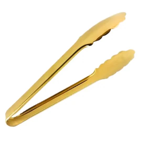 Pegador Universal de Salada Gelo em Inox 23,5cm Pinça Dourada