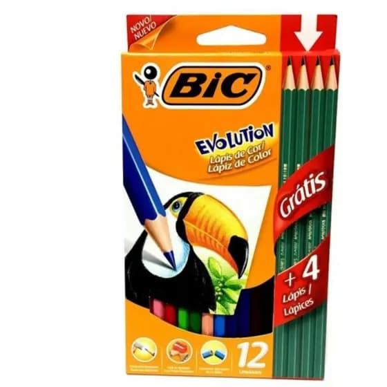 Lápis Cor Bic evolution 12 cores viva mais 4 Lápis Gráfite Lápis de Colorir 12 mais 4