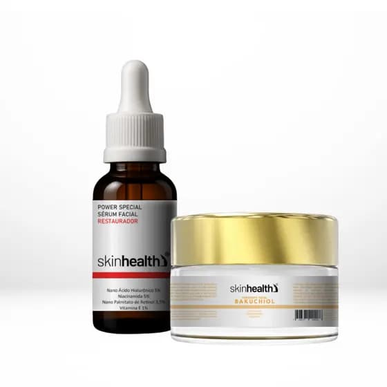 Sérum Restaurador (Retinol) + Creme Bakuchiol Anti-idade - Antirrugas - Antienvelhecimento - Rejuvenescedor