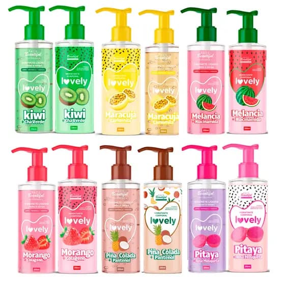 Kit SPA Sabonete Rosto Corpo Hidratante Corporal Cheirinho de Fruta Creme Lovely Face Beautiful200ml