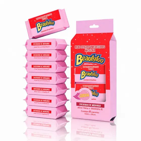 Pacote Com 8 Mini Lenços Umedecidos Demaquilante Facial Beautyloo Face Beautiful