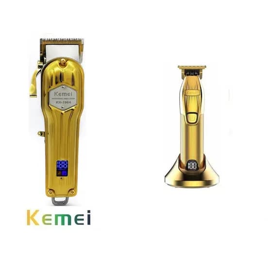 Máquina Cortar Cabelo Profissional Km 1984 + Maquina De Acabamento Profissional Km- I32S