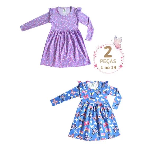 Vestido MENINA infantil 2 PEÇAS SORTIDAS MEIA ESTAÇÃO 1 ao 14 Manga Longa Inverno