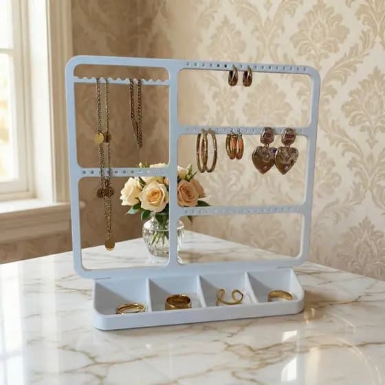 Suporte de Brincos com 62 Pares Organizador de Mesa Design Elegante Porta Joias Prático e Funcional
