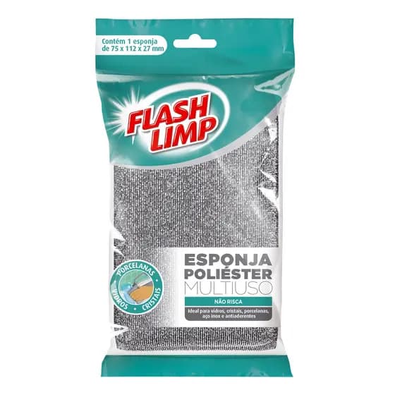 Esponja para lavar loucas Multiuso Poliéster limpa sem riscar Flash Limp