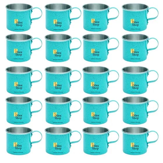 Kit 20 Canecas Coloridas Xícaras Retrô Em Alumínio Café Chá