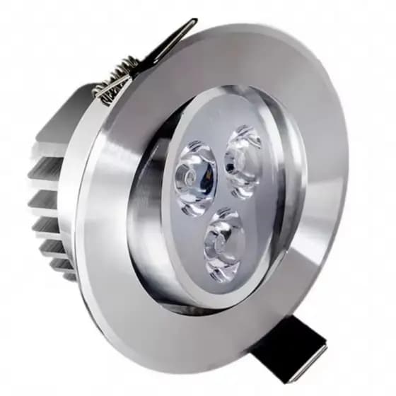 Lâmpada Spot Led 3w alumínio cromada luz branco quente