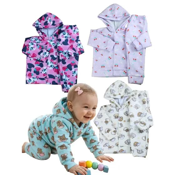 Kit 3 Conjunto Inverno Infantil Soft Roupa De Frio Menino Menina P ao 03 Premium
