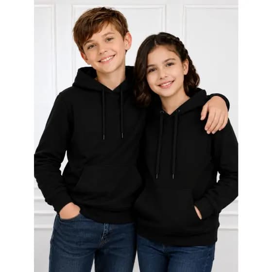 Blusa Moletom Infantil Unissex Casaco Grosso Peluciado com Capuz Canguru Liso Quentinho
