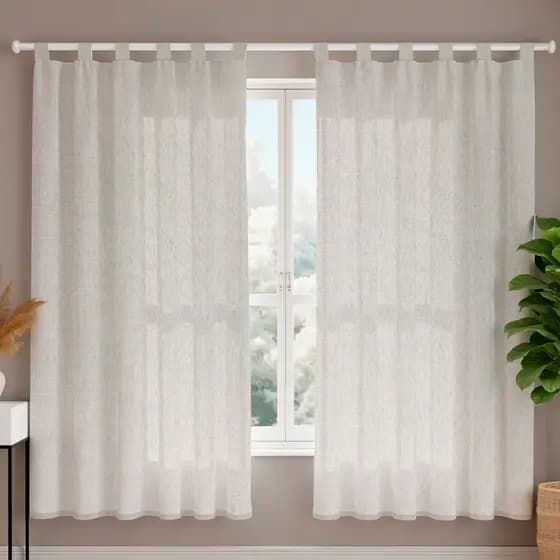 Cortina Cozinha Linho Natural 2,00 x 1,50m Decorativo Bege Claro Rústico com Alça para Varão Janela