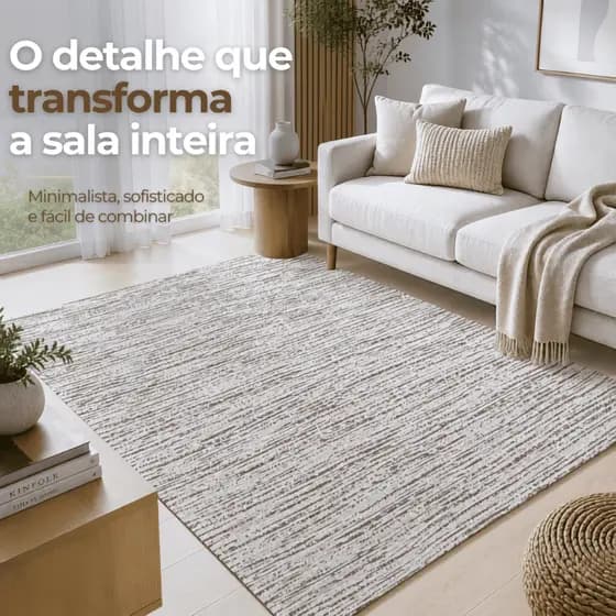 Tapete Mesclado Sala Quarto 2,00m x 1,40m Antiderrapante Lavável Máquina Decoração Fácil Limpar