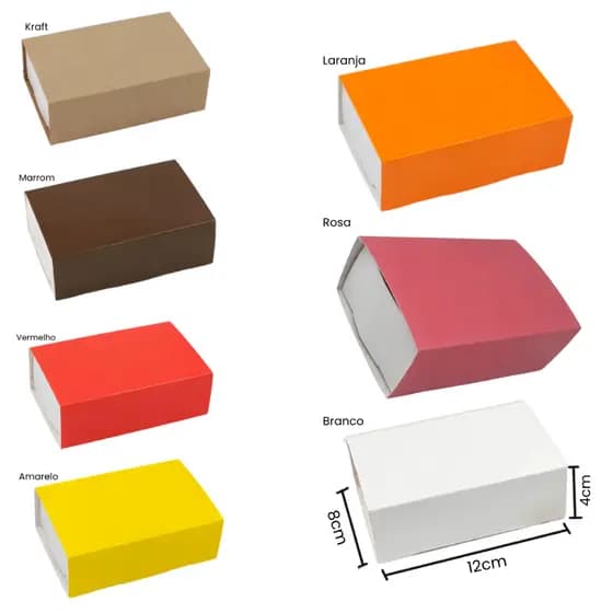 Caixas cores lisa para 06 doces ou Multiuso, deslizante (12x08x04cm) para presentes e Lembrancinhas
