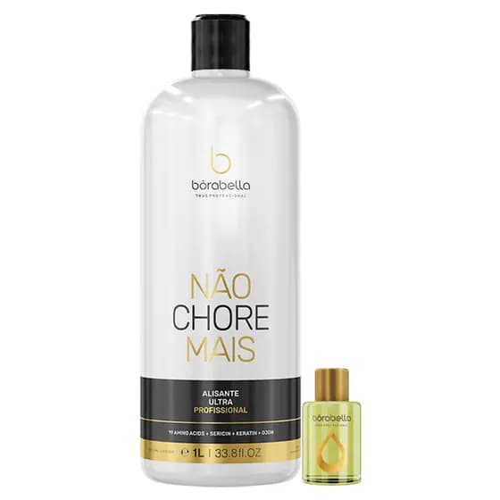 Borabella Não Chore Mais Passo 2 1 Litro Alisante Ultra Original + Oleo d Argan Reparador Pontas 7ml