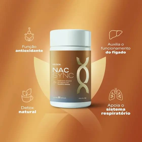 NAC SYNC N-Acetil L-Cisteína Precursor da Glutationa Imunidade e Saúde do Fígado 30 Cápsulas