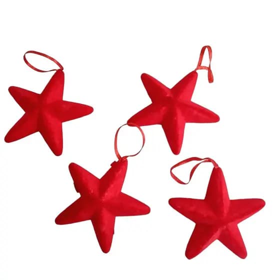 Kit 4 Estrelas Camurça 8cm Enfeite Decorativo Natalino Pendente