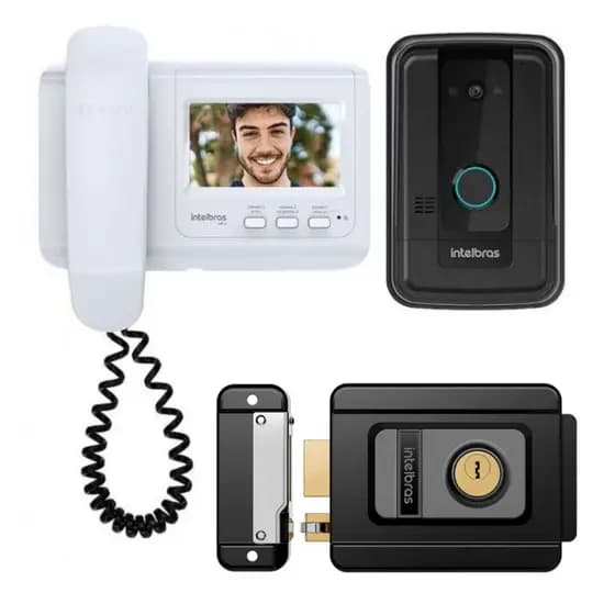 Porteiro Interfone Eletronico Campainha Com Fio Camera Video Porteiro Intelbras Tela 4 Pol Fechadura