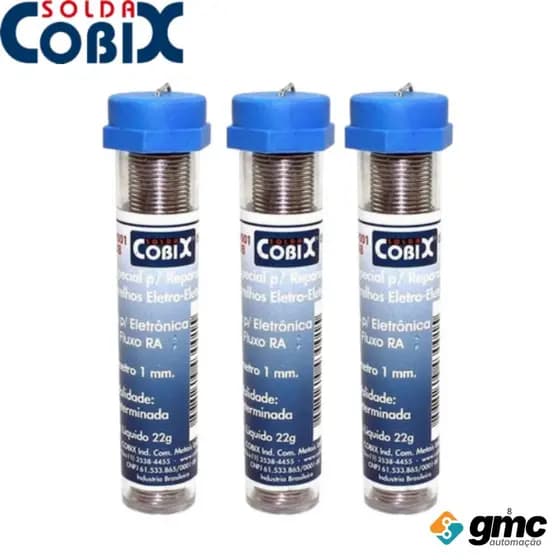 Kit 03 Tubos Solda Estanho 1mm 63x37 1.0mm C/ Fluxo - Cobix