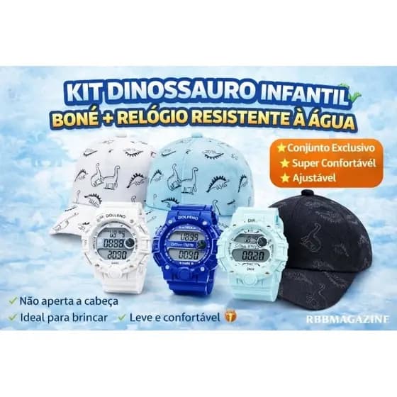 BONÉ INFANTIL + RELÓGIO À PROVA D'ÁGUA