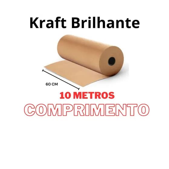 Kraft Brilhante 60cm de largura por 10 Metros de comprimento ( Gramatura 80 )