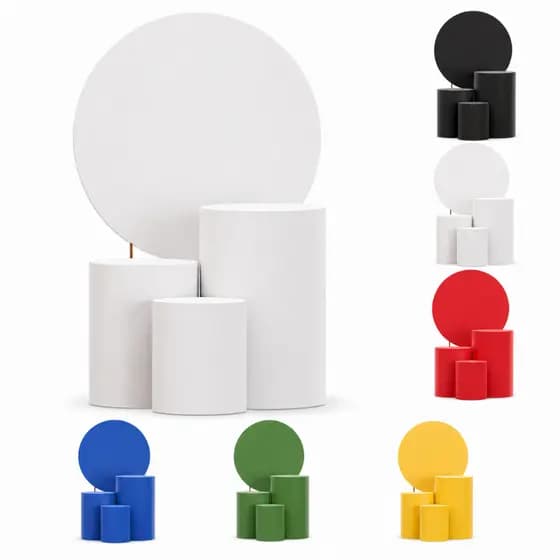 Trio Capas Tecido Cilindro + Capa Painel Varias Cores Festas