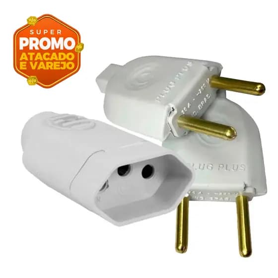 Plugue Pino Macho E Fêmea Branco 2P 10 a 250 V 25/30/50/100 Unidades