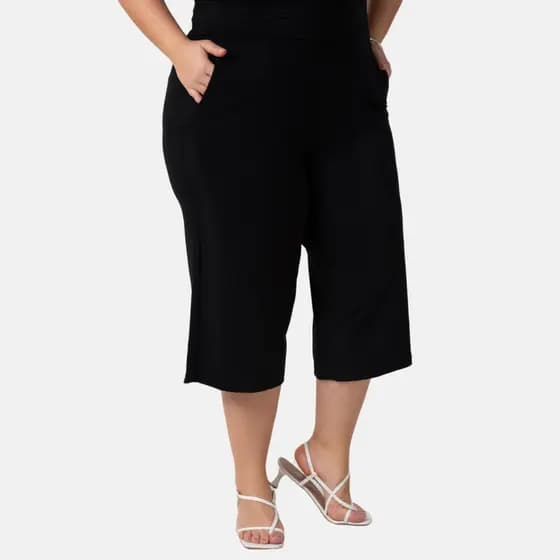 Calça Feminina Plus Size Pantacourt De Viscolycra 102507-A