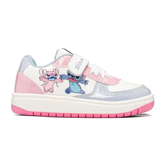 Tênis Infantil Feminino Disney Stitch Branco Solado Antiderrapante Produto Licenciado Original