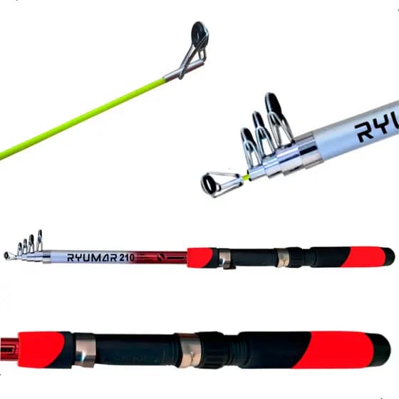 Kit 5 Varas De Pesca 2,10m Telescópica P/ Molinete Ryumar Summer Pesca Pescaria Pesqueiro