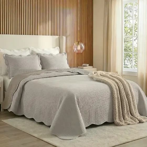 Kit Cobre Leito Queen Dupla Face 3 Peças Colcha De Cama Queen Luxo Matelado Bouti Cozzilar