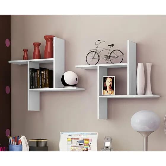 Kit 2 Nicho Quadrado Decoração Parede Sala Quarto Cozinha Banheiro MDF Branco Tx Modular Organização