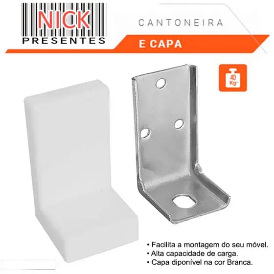 Kit 100 Cantoneira Suporte Aéreo Fixação De Móveis Com Capa