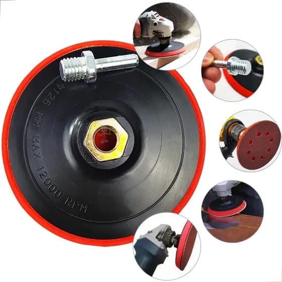 Suporte P/ Lixa e Boina 125mm 5" Disco De Borracha Furadeira Lixadeira Politriz Esmerilhadeira M14