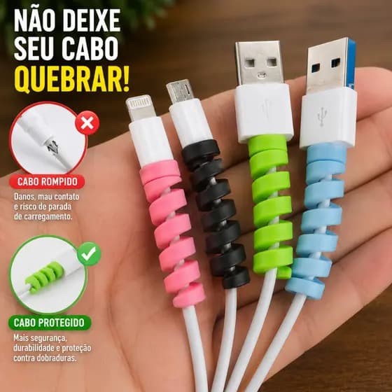 Protetor De Cabo Anti Quebra Espiral Para iPhone Android Carregador USB E Fone Kit 3 Conjuntos 12 Unidades