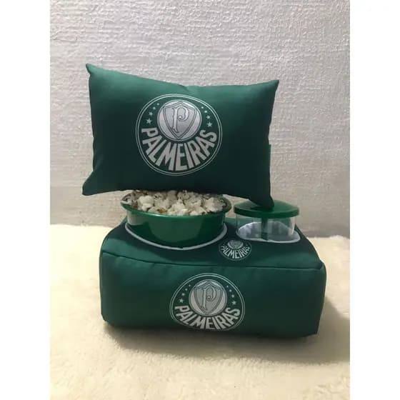 Kit Cinema Almofada Porta Pipoca + Mini Almofada decorativa Palmeiras