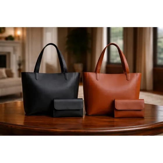 Bolsa Sacola Grande Kit Com 2 - Fecho Em Zíper + Carteira