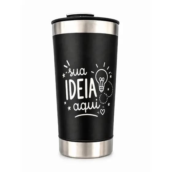 Copo Térmico Personalizado - Sua Ideia Aqui - 473 ML - Personalização a Laser