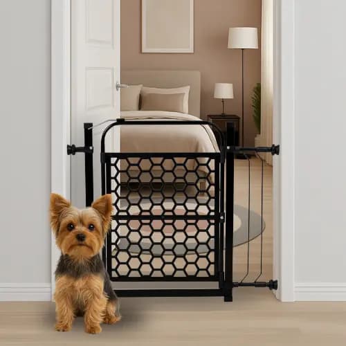 Portão de Segurança 68cm a 83 cm Ajustável para Bebês e Pets Versatil Estrutura Reforçada, Instalação por Pressão PRETO