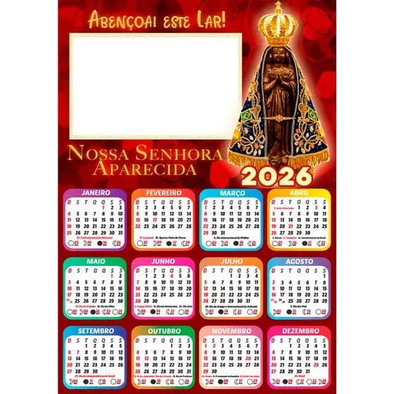 Calendário Religioso 2027 personalizado com sua foto