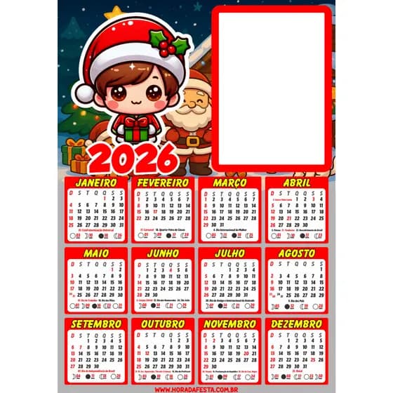 Calendário 2026 personalizado