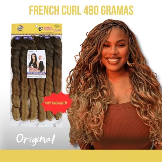 French Curl Braids 480G – Ser Mulher Fibras - Tranças com Cachos - Cachos para tranças